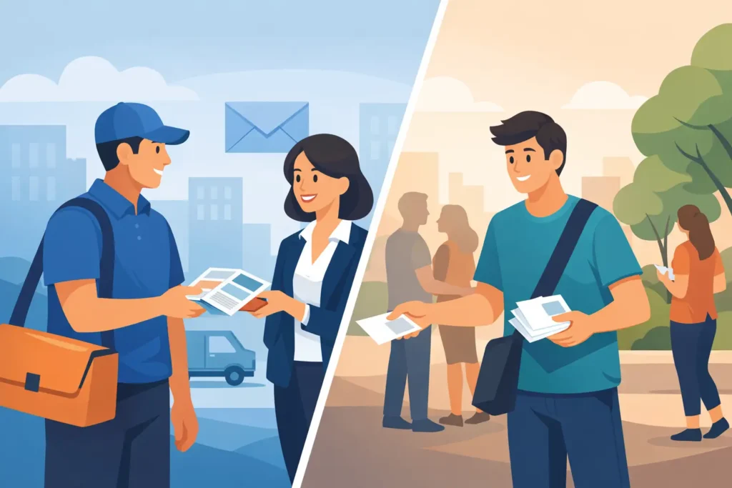 Brochure Delivery Versus Flyer Handing Compared